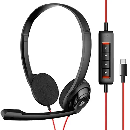 NUBWO USB Noise-Cancelling Comfort On-Ear Wired Office Headset with Mic