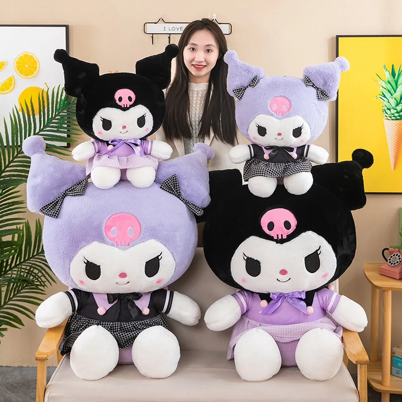 

New Anime Sanrio Kuromi Plush Toys Kawaii Cartoon Doll Bedside Pillows Children's House Bedroom Decoration Girl Birthday Gift