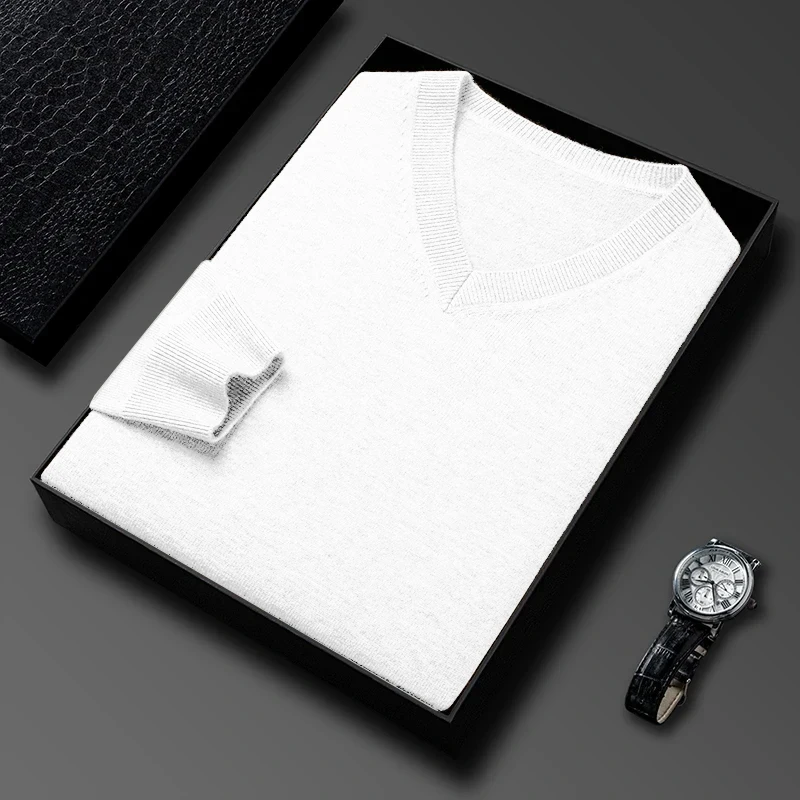 New Men's V Neck Basic Solid Color Sweaters Knitted Warm Pullovers Oversize Lightweight Business Pullover Sweater Dress Tops