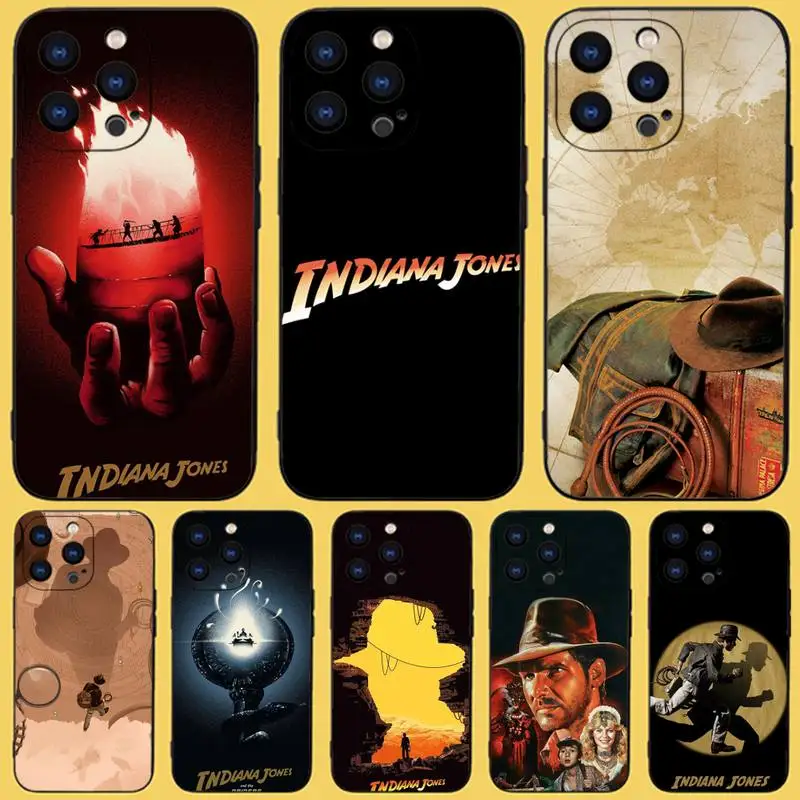 Custodia Per Telefono Indy 5 Indiana Jones 5 Per Iphone 15,14,13,12,11 Plus,Pro,Max,Xr,Xs,X,7,8 Plus,Se,Mini Silicone Nero Morbido