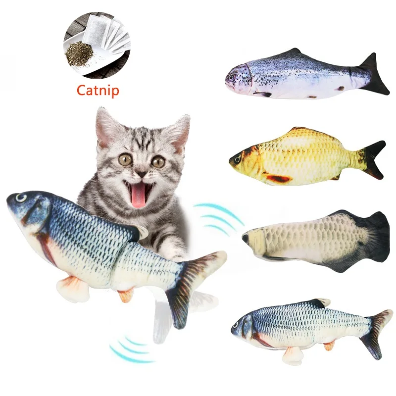 Interactive Fish Cat Toys with Catnip Funny Simulation Fish Toy with