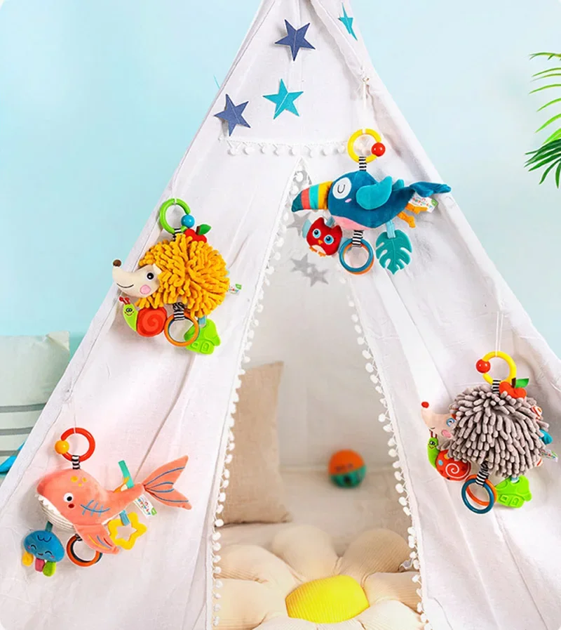 Newborn Infant Soft Plush Toy Teether Rattles Toys Baby Educational Toys Brain Developmental Hand Grip Cute Stuffed Animal Toys 4