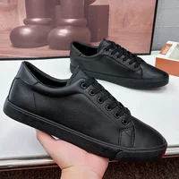 Spring Autumn Flat Mens Casual Shoes Pure Black Fashion Male Footwear Cool Young Man Street Style Soft Comfortable D038 1