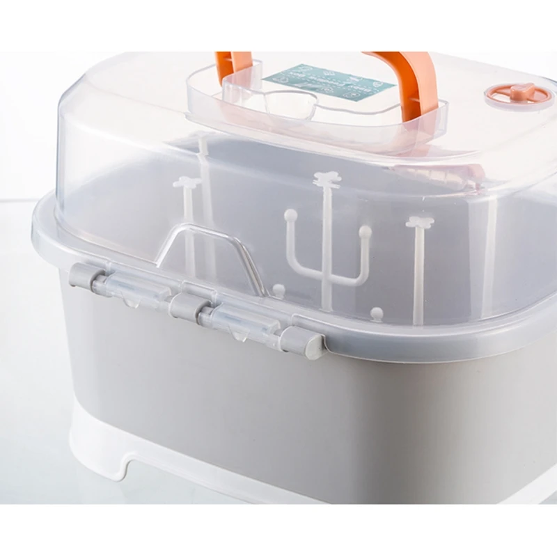 Baby Feeding Bottle Drying Rack Newborn Baby Nursing Bottle Storage Box Dustproof Tableware Cupboards Container
