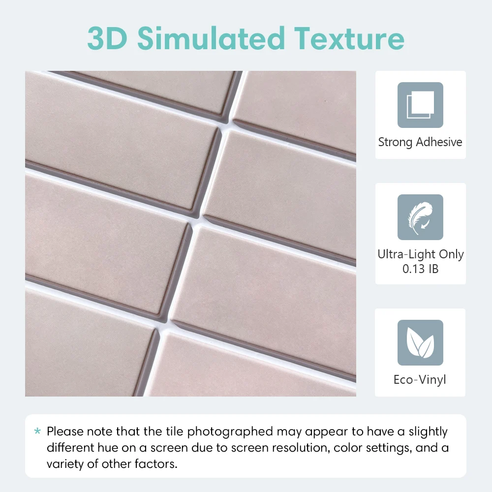 3D Tile Sticker 1/10pcs 3D Wall Stickers Self-adhesive Pink for Kitchen and Bathroom Water Mold Resistant 30x30cm 3d tile sticker