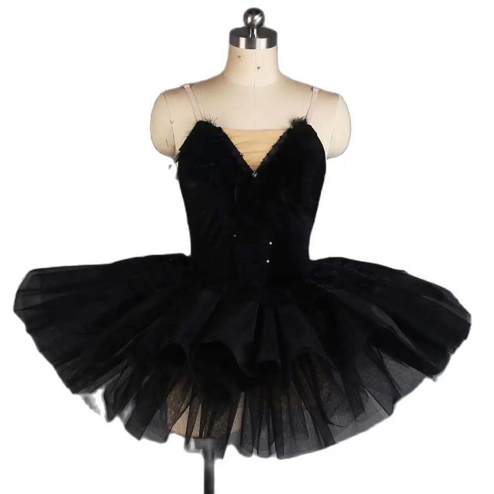 

21076 Adult Girls Leotard Dress with Feather Black Swan Ballet Dance Tutu Dress Ballerina Dance Costumes Platter Tutu Skirts
