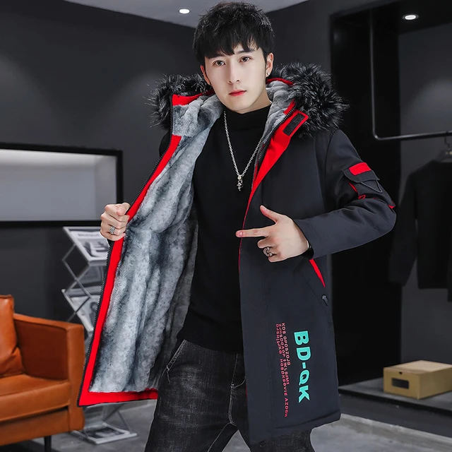 Parka larga con capucha para hombre, chaqueta gruesa impermeable, prendas  de vestir cálidas de lana, abrigos informales, invierno, 2022 - AliExpress