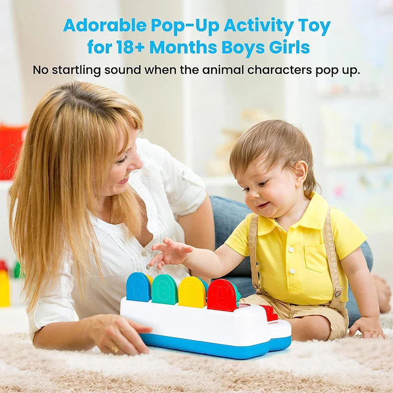 Baby Toys 6 to 12 Months Pop Up Animals Cause and Effect Toy Switch Box Baby Montessori Early Learning Development Sensory Toy 5