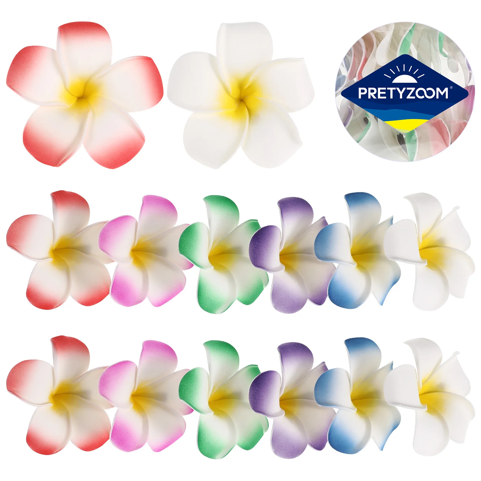 24 Pcs Frangipani Fermaglio Per Capelli Hawaiano Flower Clips Women Plumeria Wreath Eva Banquet