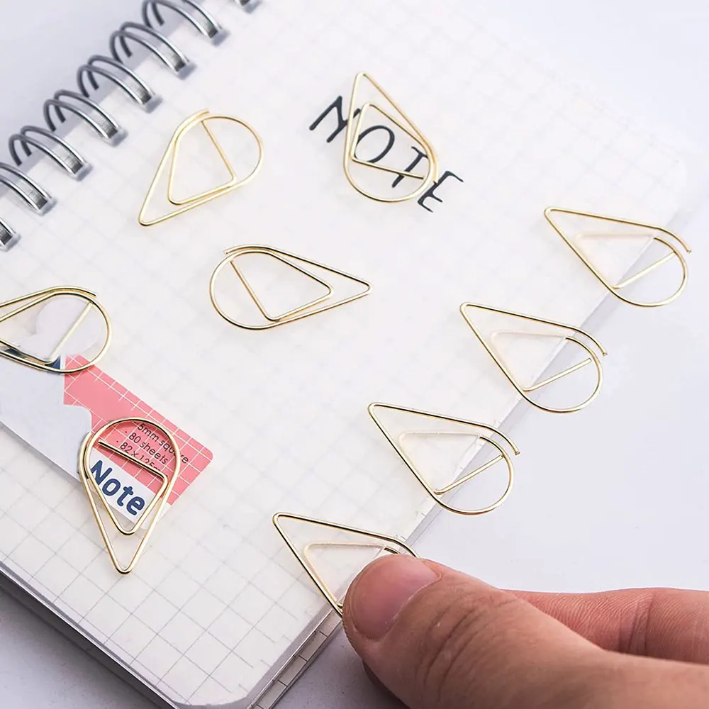 Metal Bookmark 50pcs Metal Material Drop Shape Paper Clips Gold Silver Color Kawaii Cute Bookmark Clip Office School Stationery Drop Bookmark