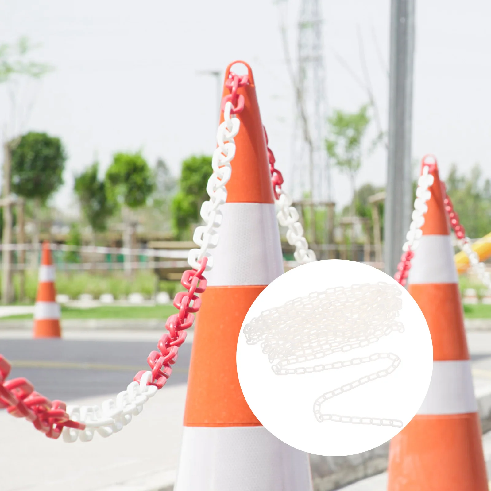 Warning Chain Links Safety for Barrier Plastic Crowd Control White Road Barriers