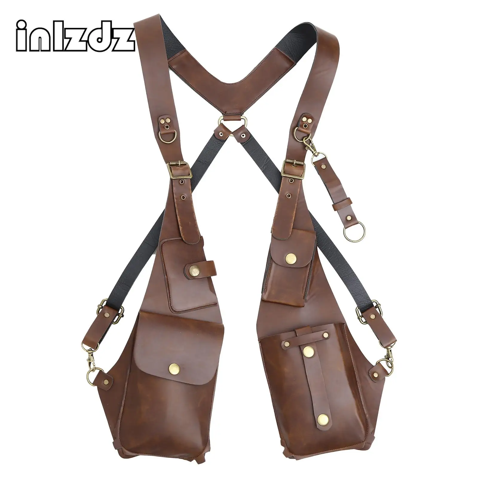 

Men Women Leather Suspenders Harness Punk Chest Shoulder Belt Strap Vintage Straps Braces Suspender Fashion Apparel Accessories