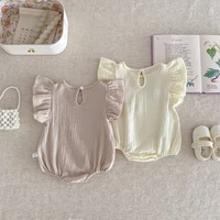 Summer Newborn Girl Romper Baby Girl Sleeveless Solid Color Jumpsuit Infant Girl Bodysuit Baby Clothes 0-2 Years Old 2