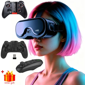 Visore VR 3D, Dispositivo per Realtà Virtuale, Casco con Lenti Viar, Occhiali per Smartphone, Set con Controller di Gioco Intelligente