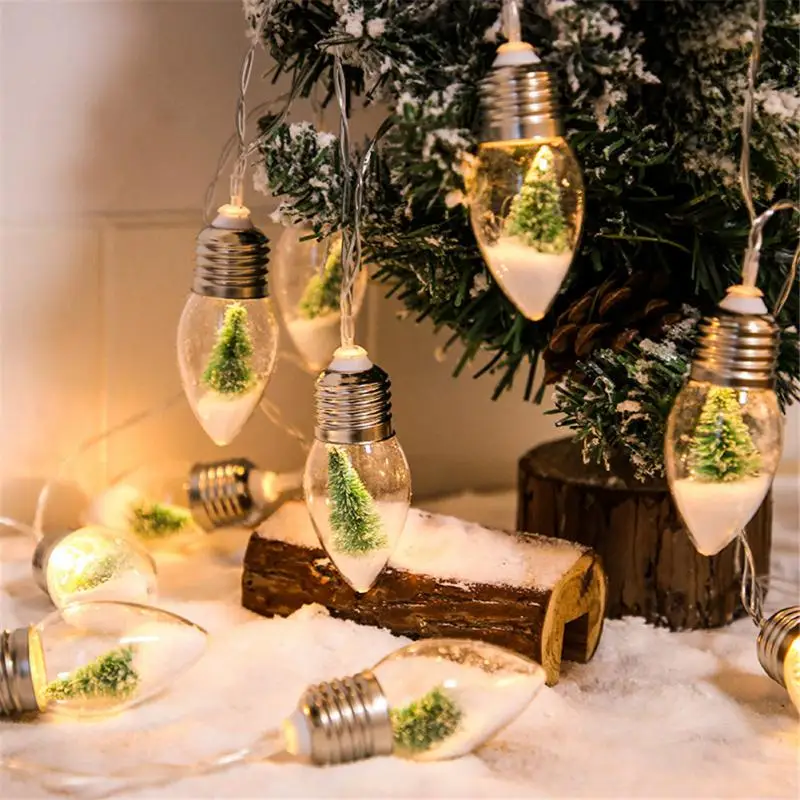 

Light Bulb With Snow Wishing Bottle Christmas Tree String Lights Copper Wire Holiday Decorat Home New Year Decoration 2022