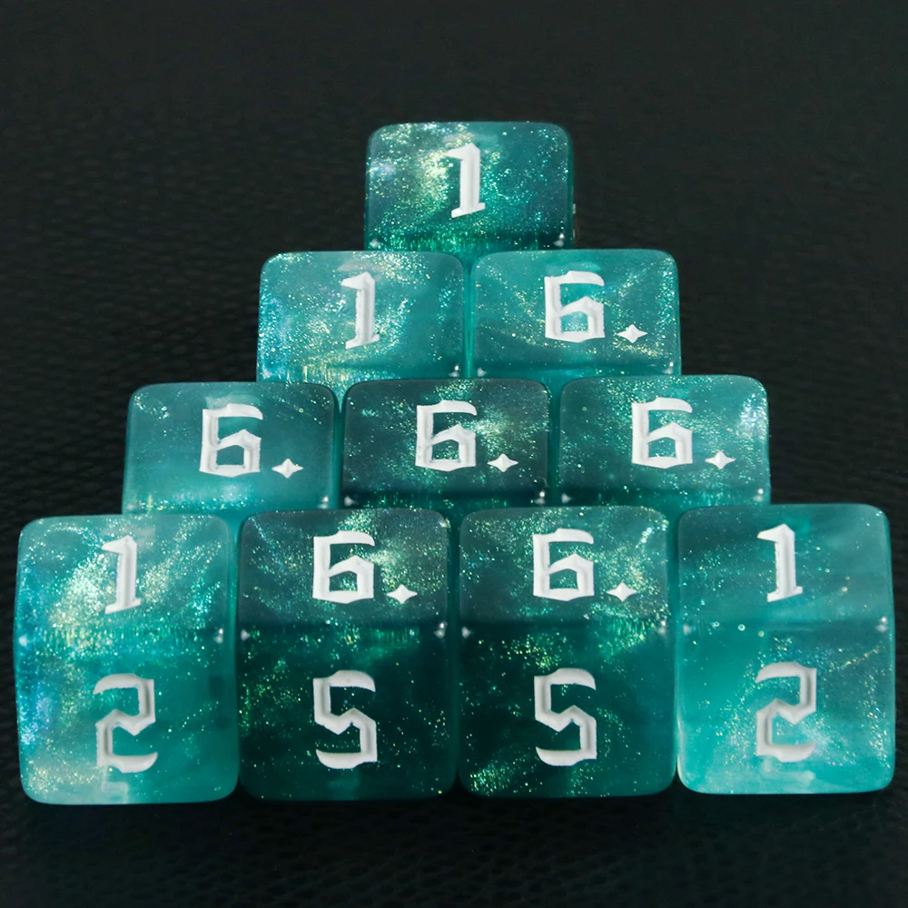 D6 Polyedrische Würfel in verschiedenen Farben, 6-seitige bunte Glitzerwürfel aus Acryl für Rollenspiele, Mathematikunterricht, Spielen von Tischspielen – Detail 5