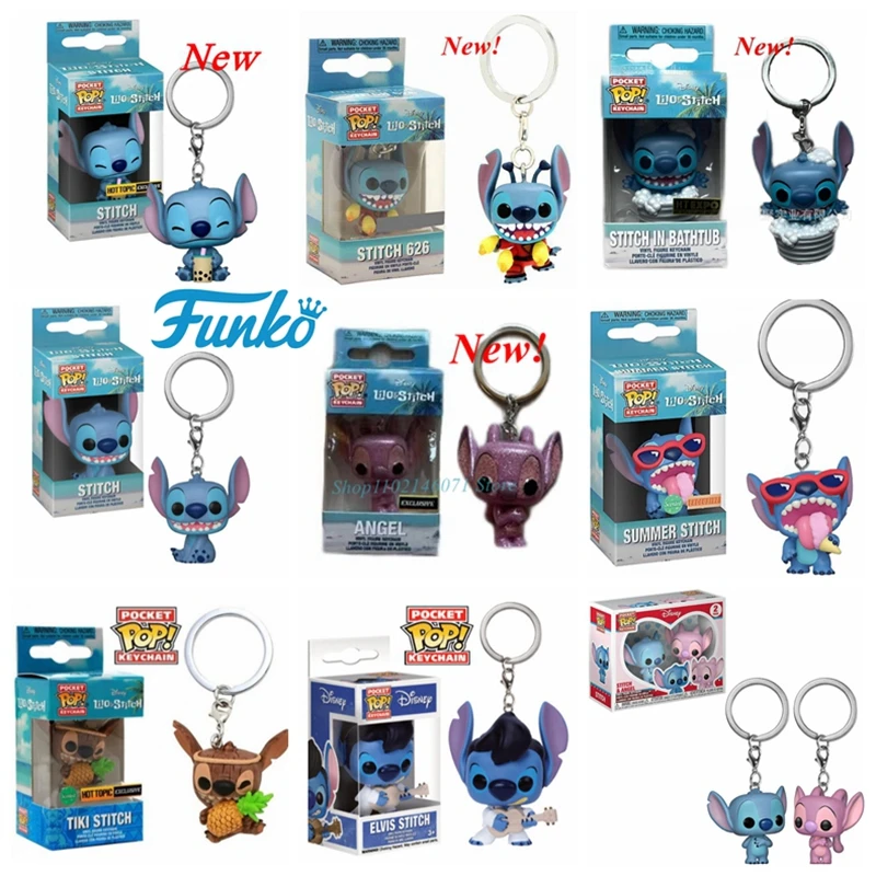 2024 Nuovo Portachiavi Elvis Lilo Stitch Portachiavi Summer Stitch New Lilo Angel Vinyl Action Figures Collection Model Toys