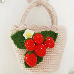 Hand woven strawberry handbag, beautiful and lovely key bag, paper bag, snack bag, carry bag when going out