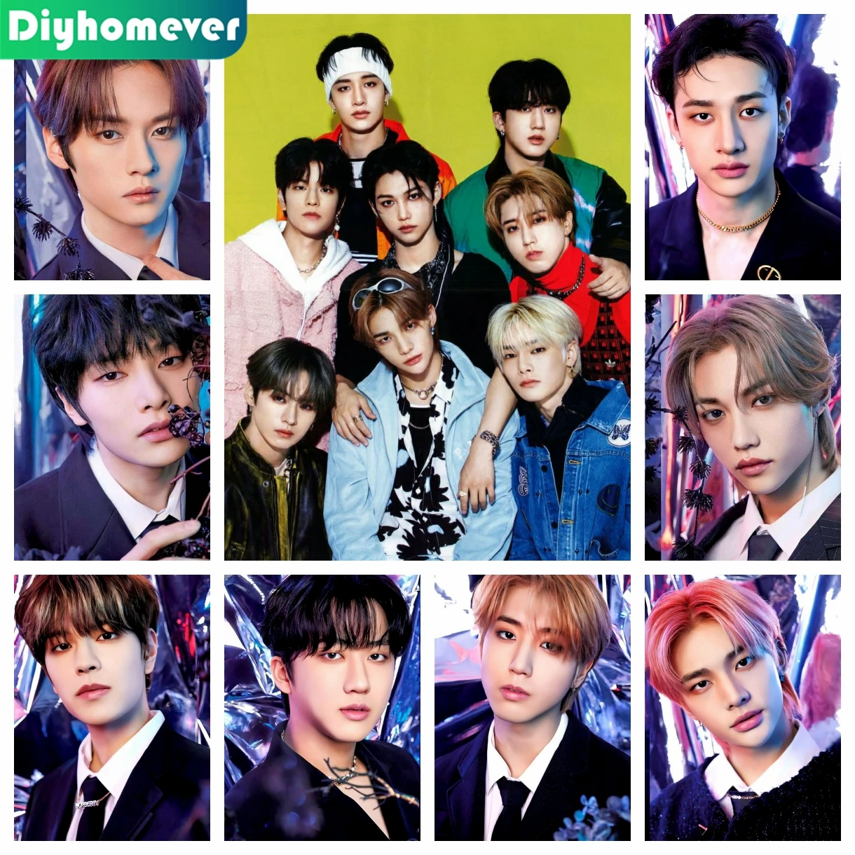 

South Korean Boys Team Kpop Stray Kids 5D DIY Diamond Painting Art Full Drills Mosaic Cross Stitch Handmade Gift Room Decor Gift