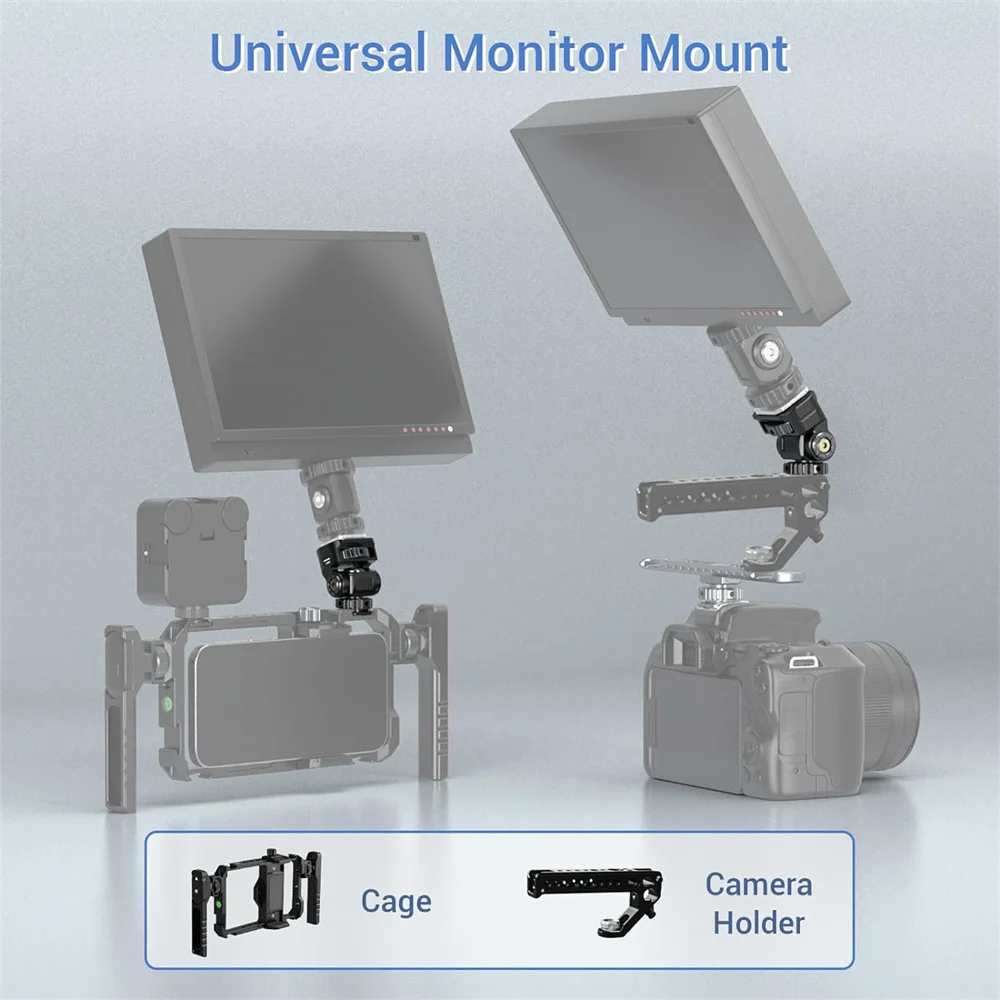 Description Picture 5 of itemNew DSLR Camera Monitor Mount Swivel and Tilt Adjustable Adapter w Cold Shoe 1/4 Screw Mount for Monitor Flash LED Fill Light