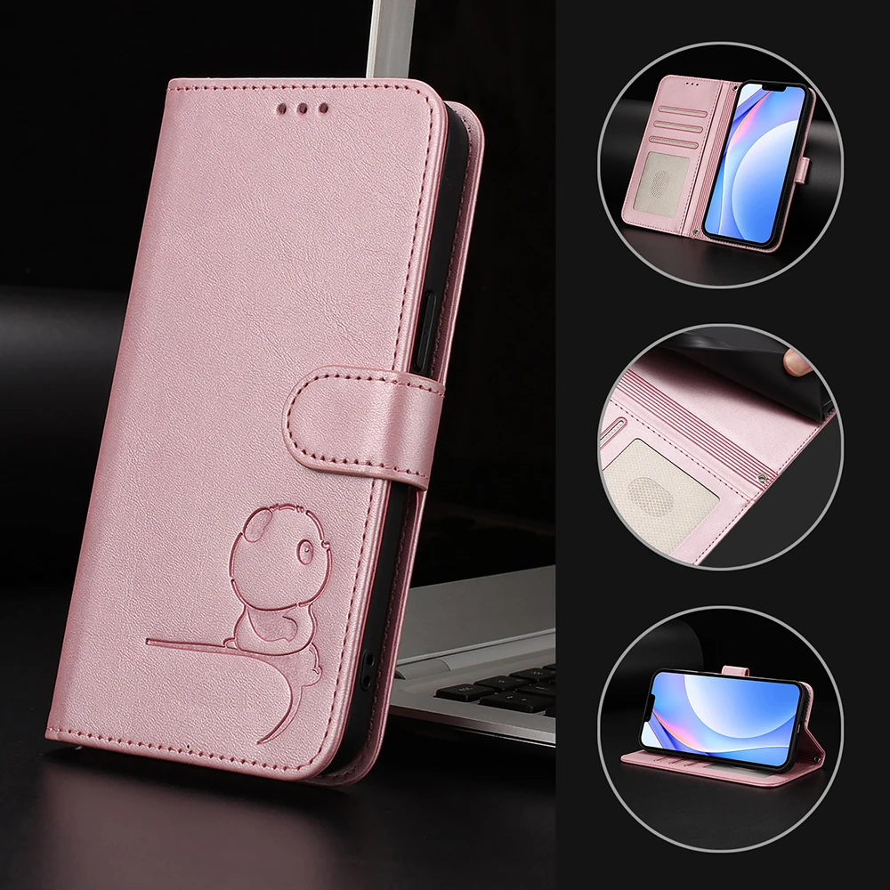Adorable Panda Design Wallet Phone Case Cover
