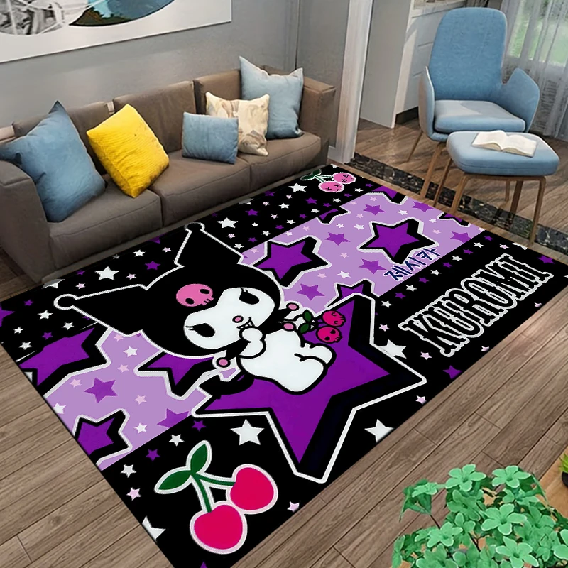 Sanrio Kuromi Carpet Yoga Living Room Decor Children's Crawling Mat Doormat Living Room Area Rug Games Area Washroom Floor Mat