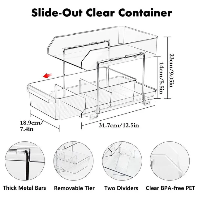 Bathroom Vanity Counter Organizer with 3 Tier Standing Rack Storage Shelf  in Clear BPA-Free Plastic