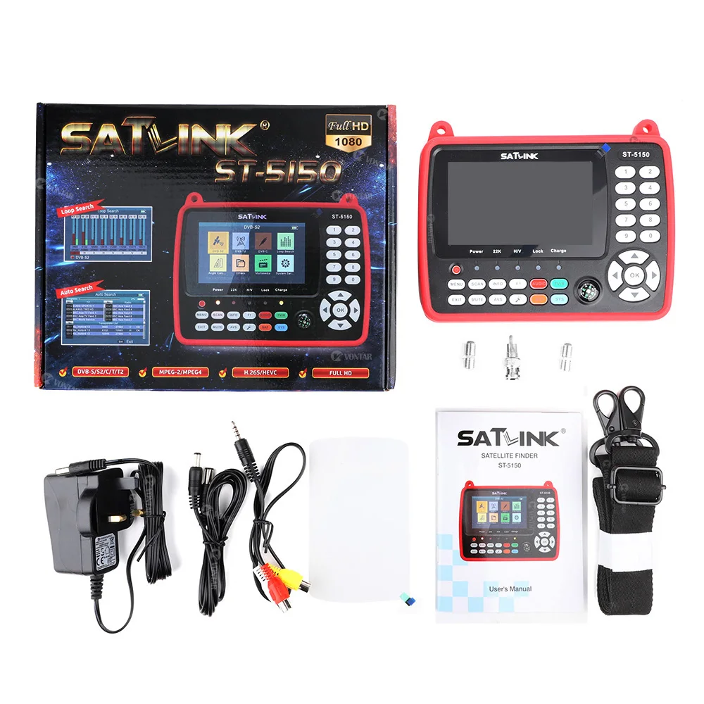 Original SATLINK ST-5150 DVB-S2/T2/C COMBO HD Satellite Finder Meter HEVC MPEG-4 Supports H265 (8bit) QPSK 8PSK 16APSK 4.3 Inch satellite signal finder