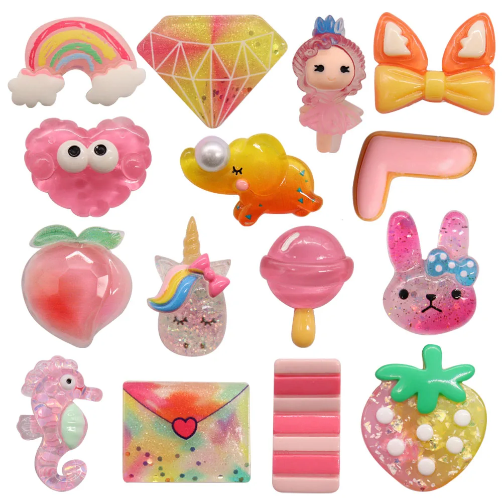 

1 шт. резиновые радужные алмазные подвески в виде сердца девушки слона персика лошади конфет обуви аксессуары пряжки DIY Croc Jibz праздничный подарок