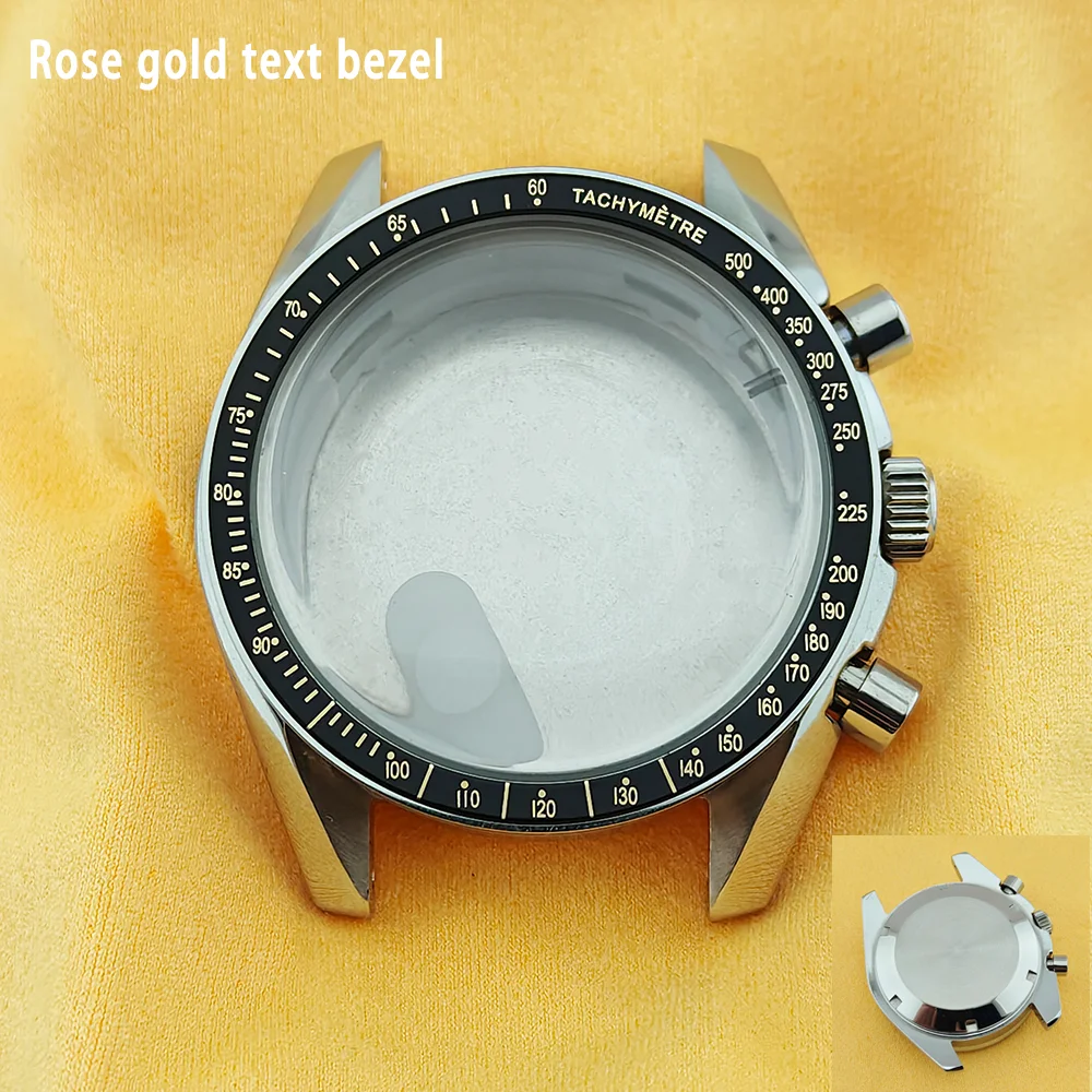Moon Pattern Stainless Steel Chronograph Watch Case, 39.7mm