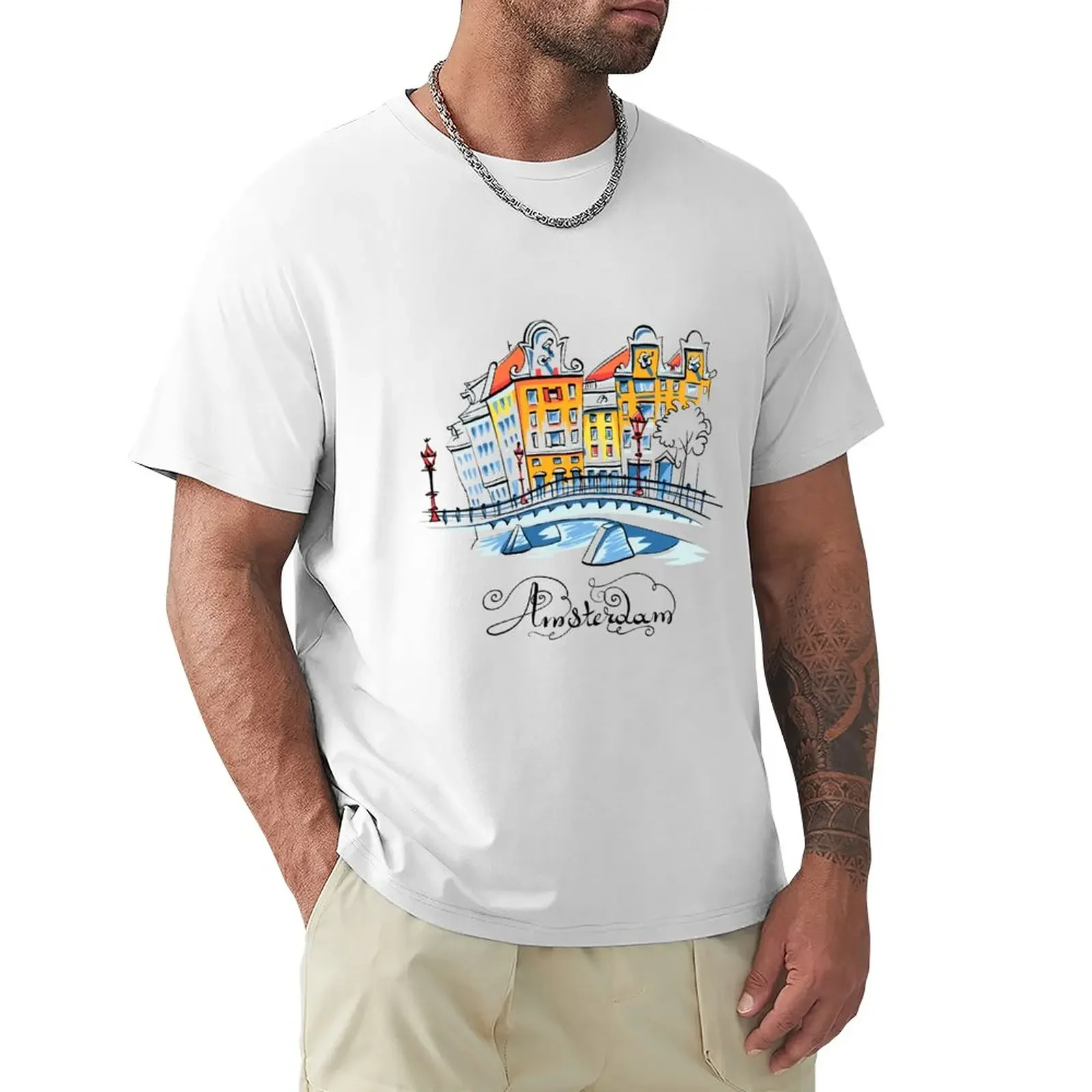 

City view of Amsterdam T-Shirt tops anime customs design your own men t shirt