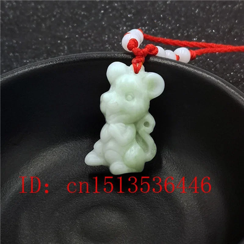 Pendant Necklace Natural White Jade Chinese Zodiac Hand-Carved for Women pendant necklace