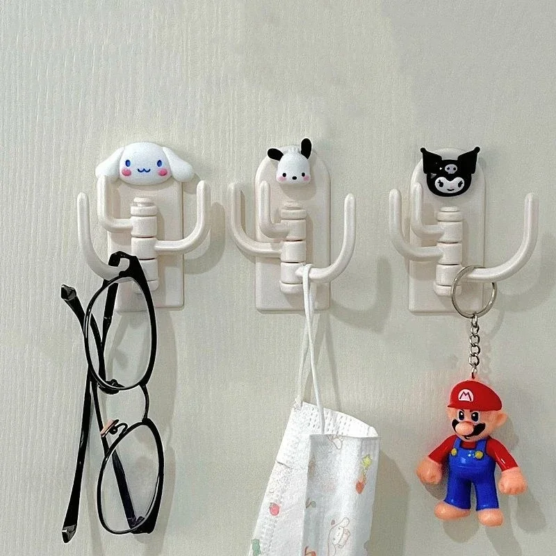 

Kawaii Sanrio Kuromi Cinnamoroll Pochacco Hook Anime No Trace Free Punch Wall Hanging Storage Sticky Hook Kitchen Bathroom Hook