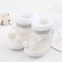 Baby Boys And Girls Bow Tie Hairball Decoration Cotton Shoes Cute Cartoon Soft Soled Toddler Shoes Children'S Snow Boots 3
