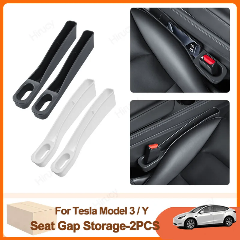 

2PCS Seat Gap Storage Box for Tesla Model Y 3 Car Seam Strip Filler Interior Decor Organizer For Model Y Model 3 Highland 2024