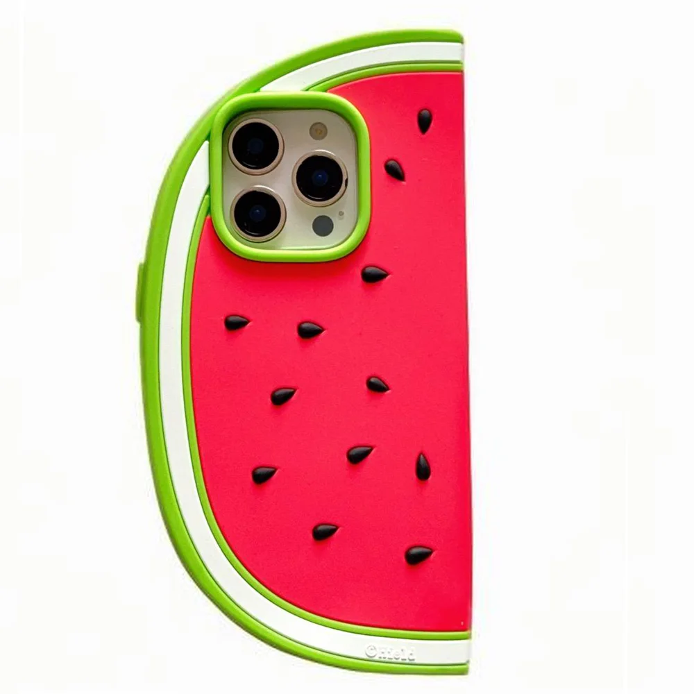 Cooling Watermelon 3D Soft Silicone Phone Case - Funny Protective Back Cover, Durable and Stylish