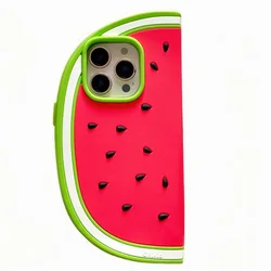 Cooling Watermelon 3D Soft Silicone Phone Case - Funny Protective Back Cover, Durable and Stylish - iPhone 12 Pro Max (Watermelon)