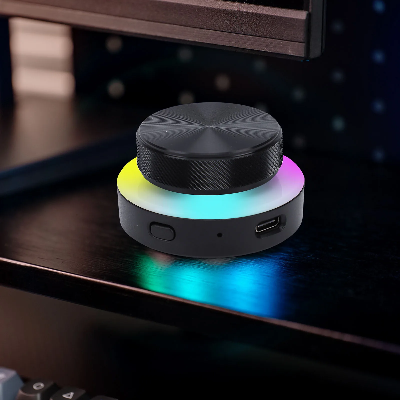 맞춤형 노브 컨트롤러 2.4G 블루투스 USB C 연결 볼륨 조절 노브 (PC, 휴대폰, 태블릿, 노트북용 RGB 조명 포함)