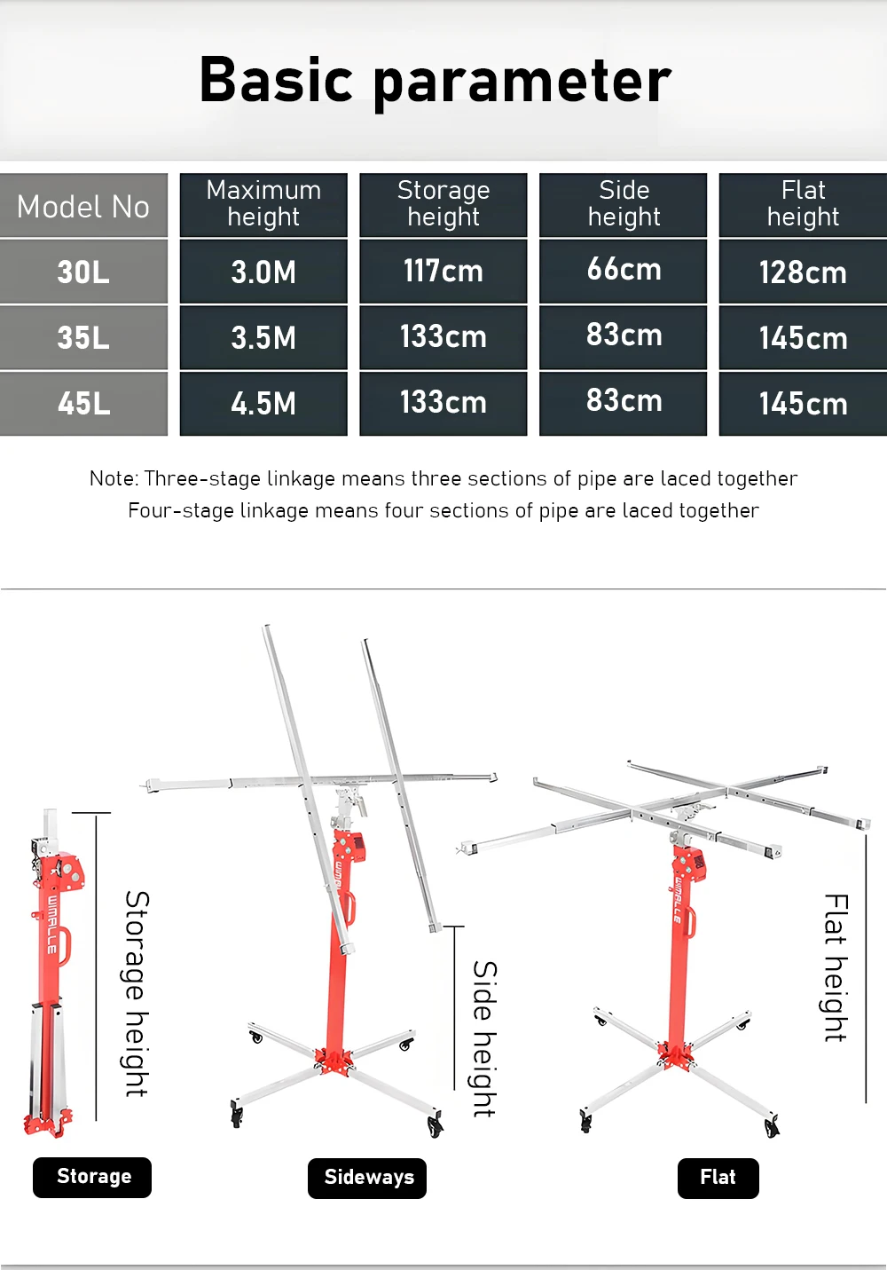 Hand-cranked Gypsum Board Lifter Lifting Mobile Stand Holder Small Ceiling Hole