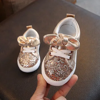 Girls Shoes Spring & Autumn  Toddler Children Baby Casual Shoes Sequins Bowknot Crystal Run Sport Sneakers Shoes For Girls 3