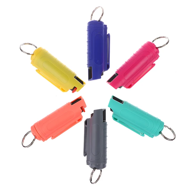 Hordozható Újrafelhasználható Önvédelem Paprika Spray-Tartály Palack Műanyag Nyomás Típusú Spray-Kulcstartó Nők Farkasálló Kulcstartók - Image 5