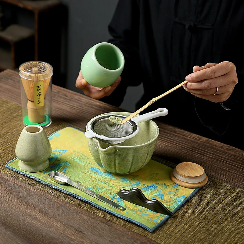 Matcha Tea Set 4/7pcs Matcha Tea Set matcha tea set matcha whisk matcha tea tools tea ceremony tools Japanese matcha making set bamboo matcha brush exquisite bowl gift box with whisk sumptuous tea tools great gifts