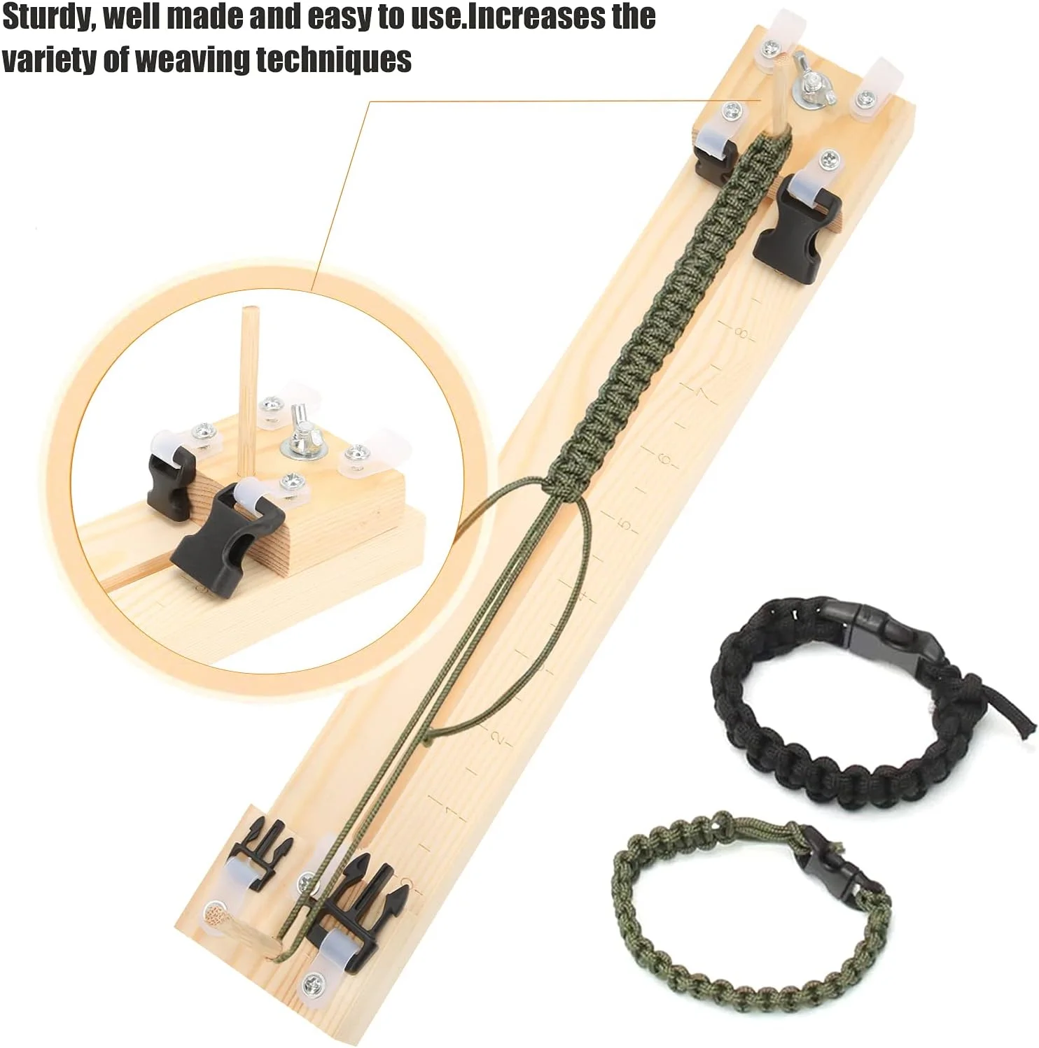 Wooden Paracord Bracelet Maker Kit 13.8in Jig With 11pcs Stainless Steel Weaving Needles DIY Friendship Bracelet Crafting Set paracord bracelet paracord bracelet accessories paracord needle set paracord accessories paracord jig