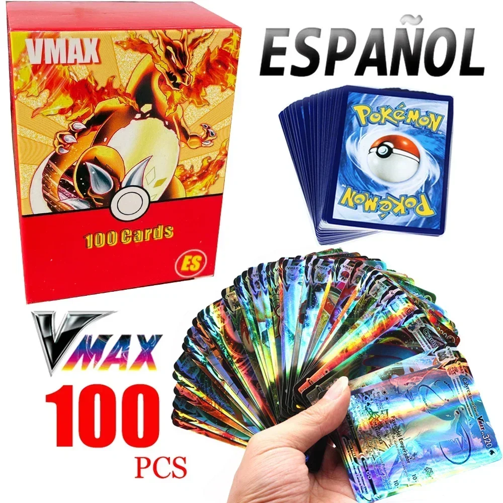 100PCS Spanish Pokemon Game Card GX V Mega Shining Game Battle Carte Trading Collection Cards Toys Children Gifts