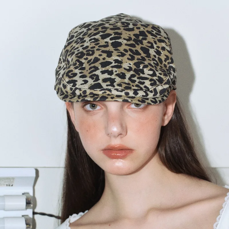 Flat Cap leopard Printed Newsboy hat Women Winter Hat Cabbie Driving Hunting Cap Adjsutable Gatsby Beret Hat Ivy