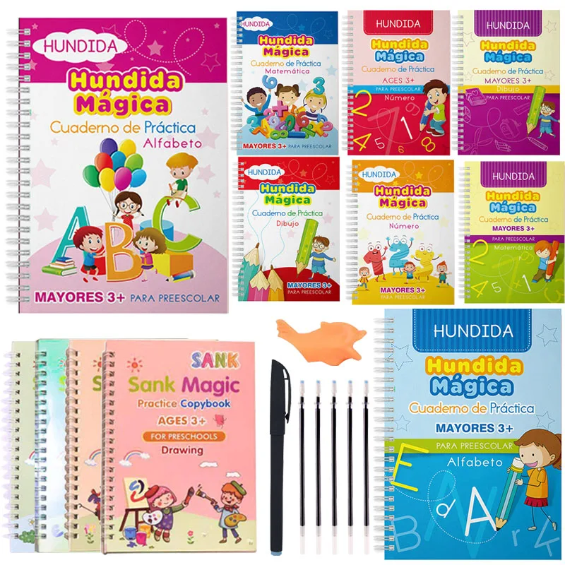 MontessoriSpanishCopybook3DSANKReusableCalligraphyMagicBook