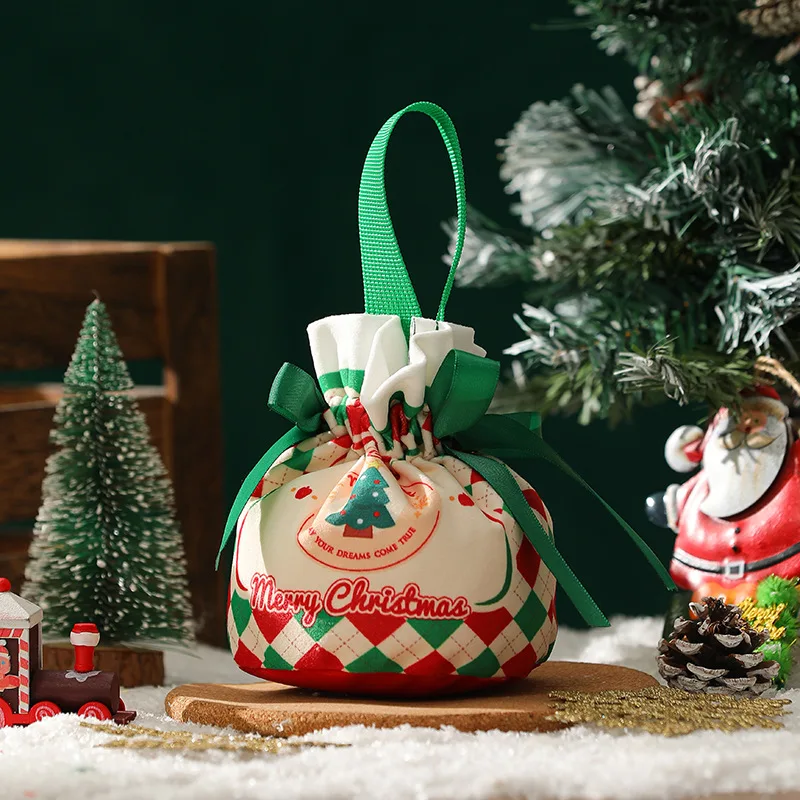 10/20/30 Pcs Christmas Candy Packaging Bag Pleated Velvet Gift Bag Pouch Xmas Wrapping Bags Christmas Party Decoration Favors 5