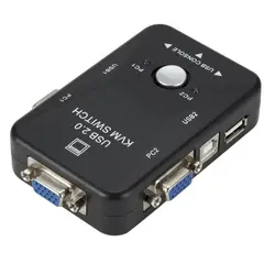 Dual - Port VGA USB KVM Switch with Easy Operation (Black)