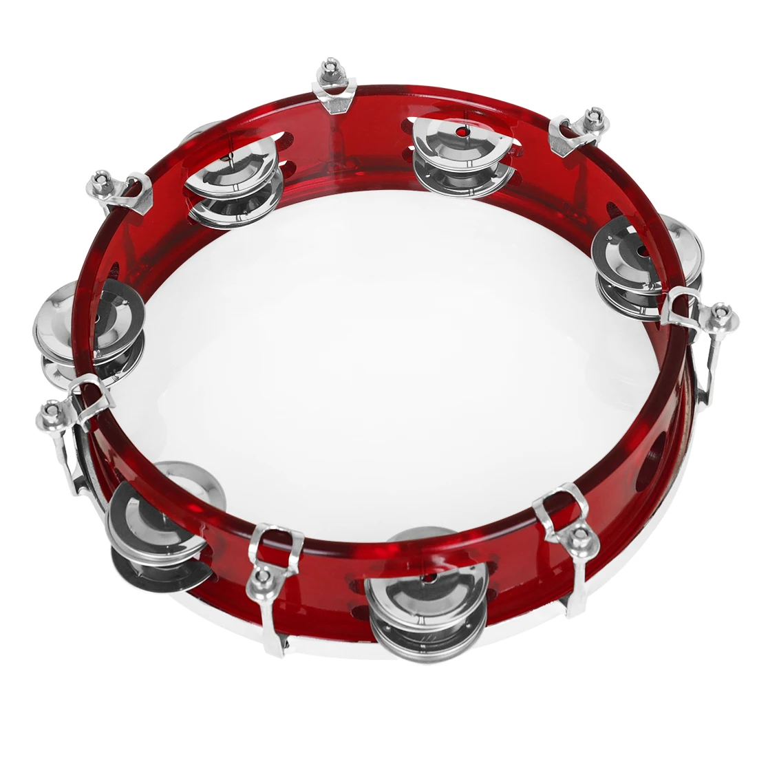 8 Inch M MBAT Hand Drum Tambourine Double Row Self-Tuning Tone Jingles Bell Musical Educational Toys Gifts Percussion Instrument