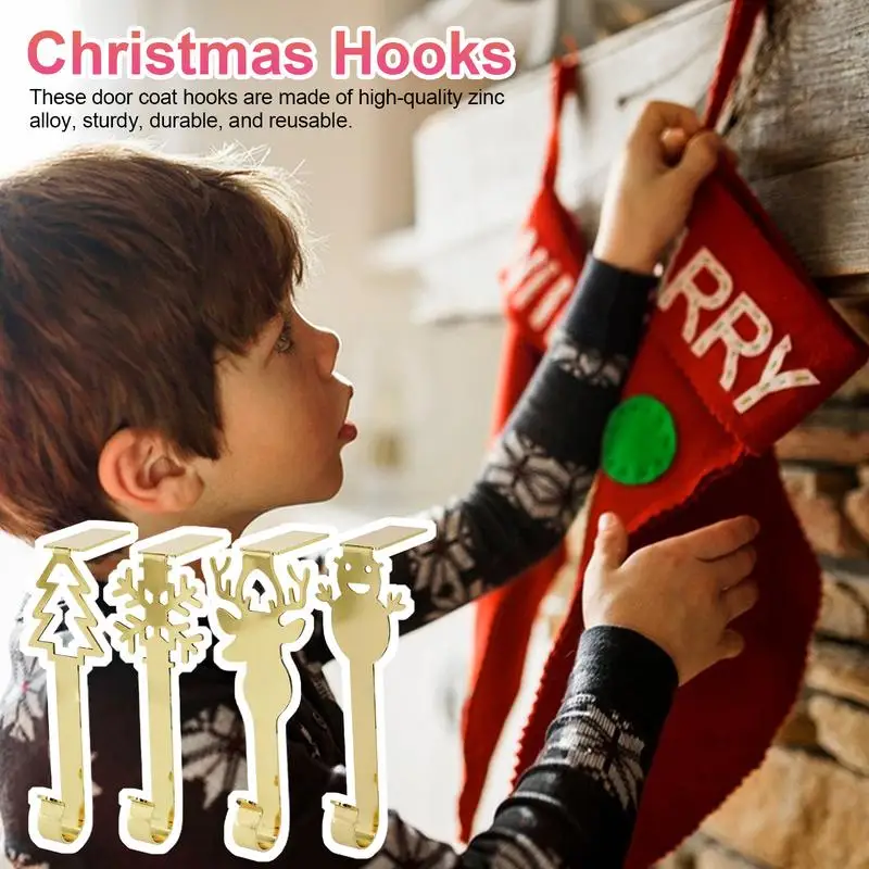 

Adhesive Door Hooks Decorative Christmas Utility Hangers Portable Bathroom Organizer Rack for Backpack Clothes Home Accessories